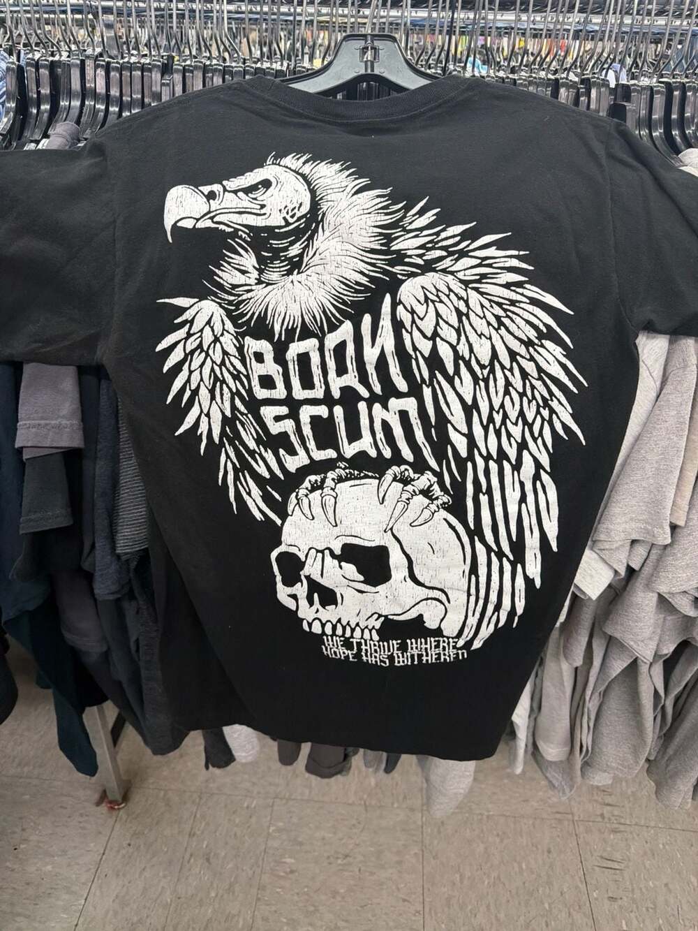 Born Scum 'We Thrive Where Hope Has Withered' Vulture & Skull Graphic T-Shirt -
